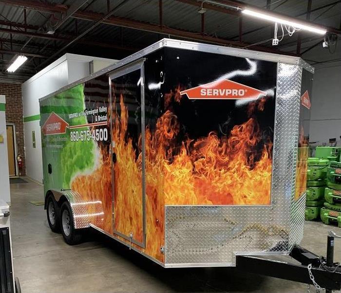 View of SERVPRO trailer inside of storage facility